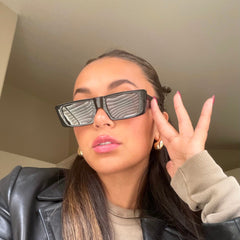 customer content - alyssarevecho wearing les do makeup x dime optics girls night sunglasses with a glossy black frame and grey polarized lenses