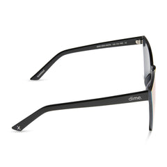 dime optics glendale cat eye sunglasses with a black frame and candy pink mirror lenses side view