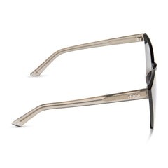 dime optics glendale cat eye sunglasses with a crystal cool grey frame and orchid gradient lenses side view