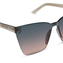 dime optics glendale cat eye sunglasses with a crystal cool grey frame and orchid gradient lenses detailed view
