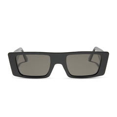 les do makeup x dime optics girls night sunglasses with a glossy black frame and grey polarized lenses front view