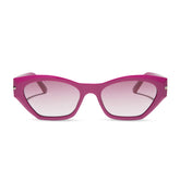 dime optics sawtelle cat eye sunglasses with a glossy berry frame and garnet gradient lenses front view